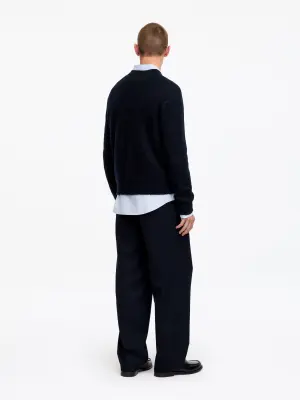 Pull en laine brossée - Bleu marine foncé — photo 2