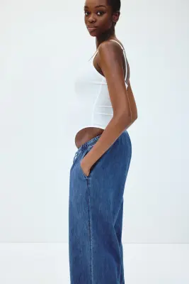 MAMA Pantalon en denim avec cordon de serrage - Bleu denim — photo 3