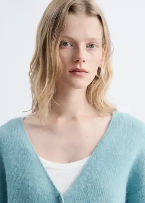 Cardigan en alpaga mélangé - Turquoise clair — photo 4