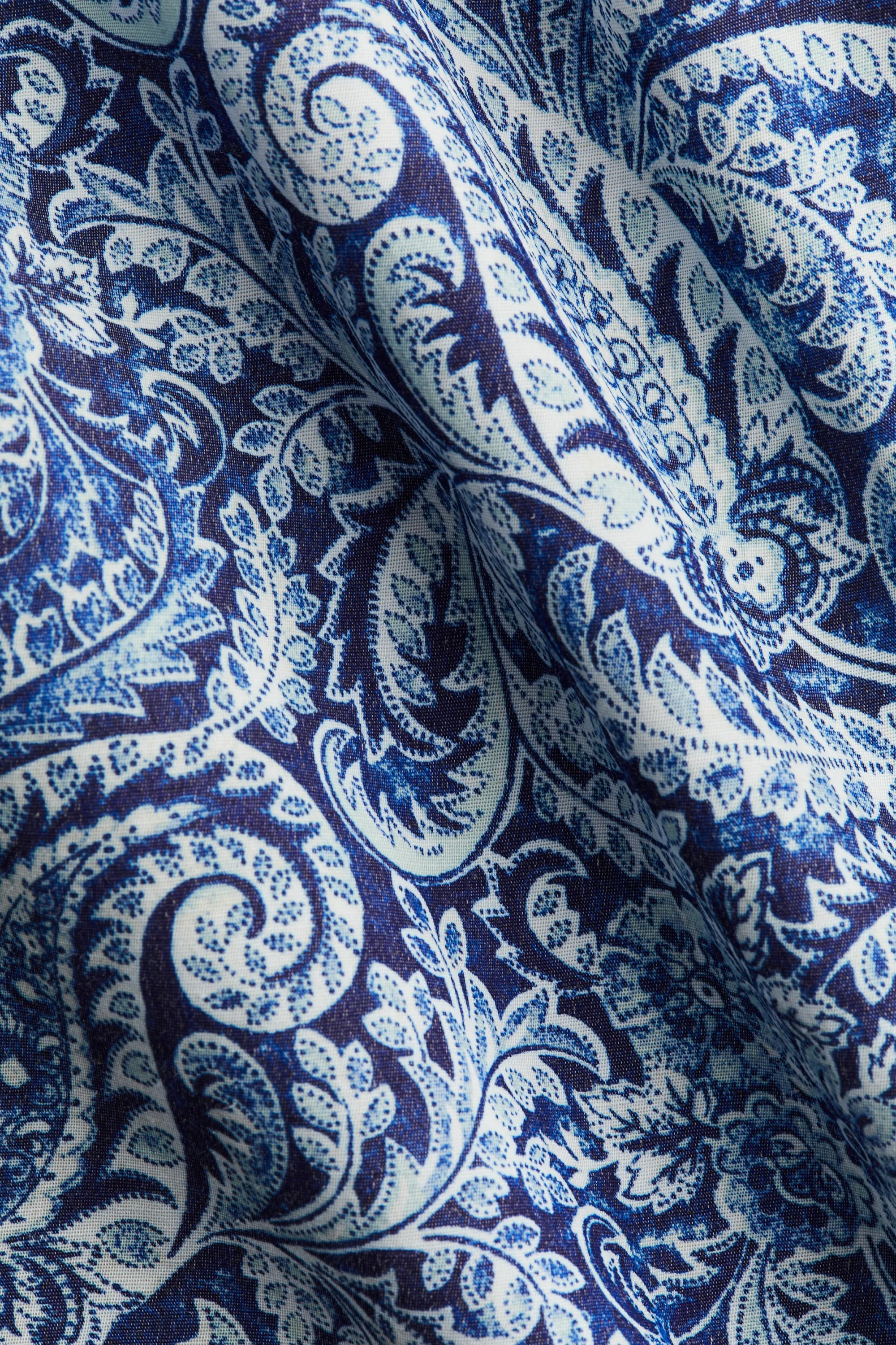 Robe à bretelles fines en lin mélangé - Bleu/motif cachemire