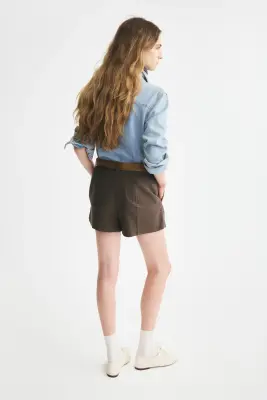 Jupe-short courte - Taupe/motif pied-de-poule — photo 3