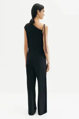 Combi-pantalon asymétrique en jersey - Noir — photo 2