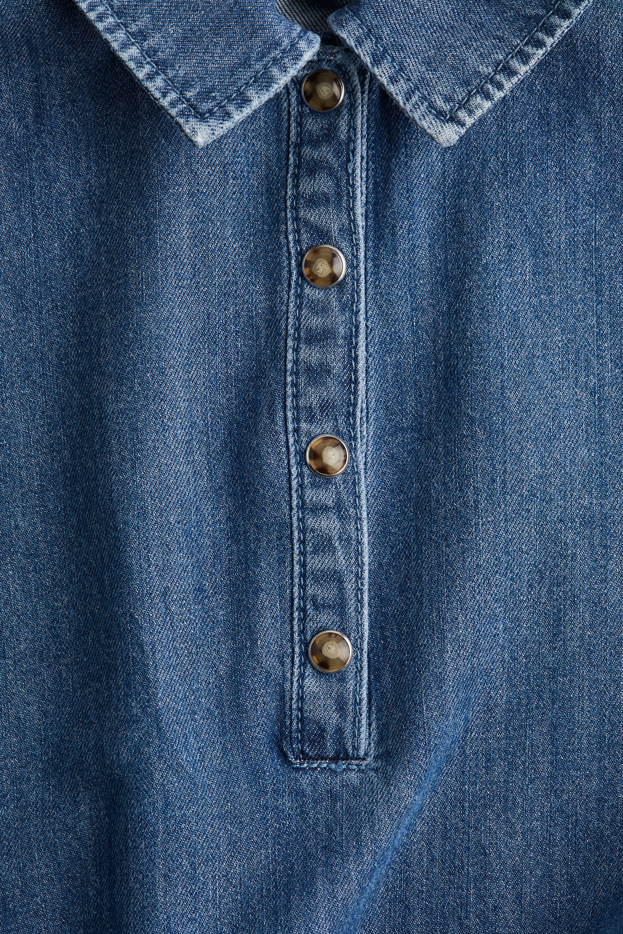 Robe en denim avec cordon de serrage à la taille - Bleu denim