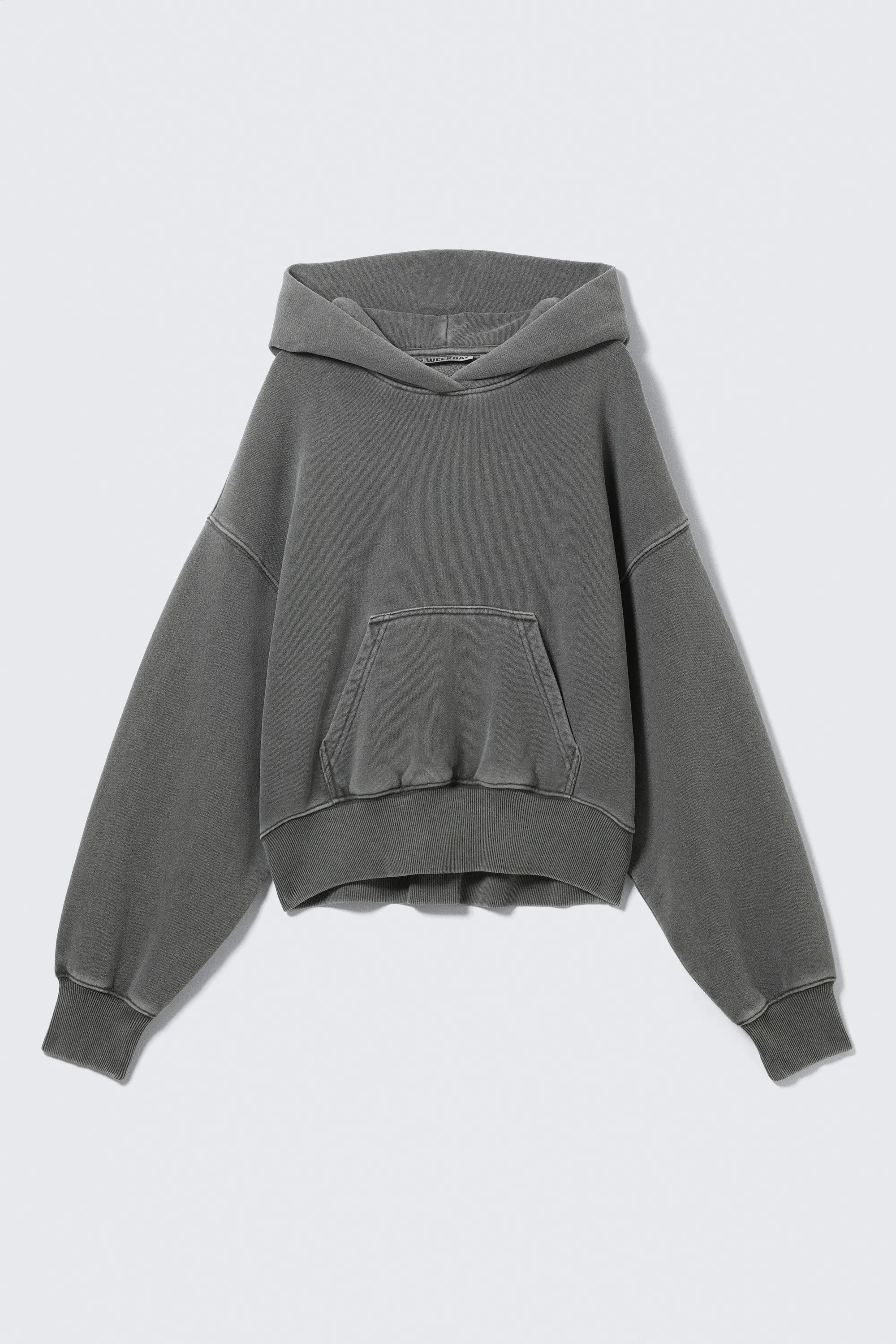 Sweat à capuche boxy en molleton de coton - Gris foncé délavé