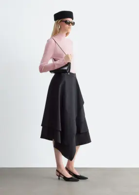 Haut à col polo en laine mérinos - Rose — photo 3