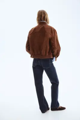 Veste en tissu gratté - Marron — photo 4