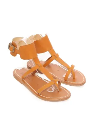 Sandales plates DELTA à bride cheville en cuir camel Prix boutique 235€  Taille 37 — photo 2