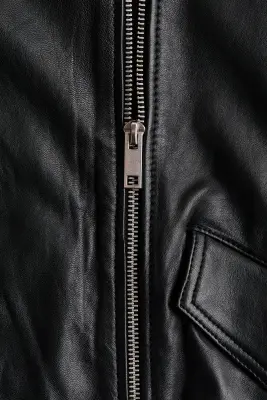 Veste oversize en cuir - Noir — photo 5