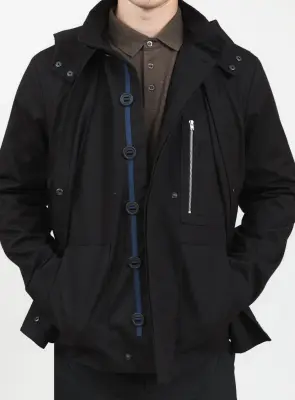 Multi Pockets Flapped Parka in Black Waterproof Teflon — photo 5