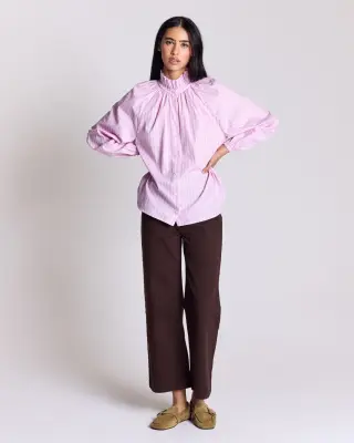 Chemise Camille rayures rose et écru — photo 2