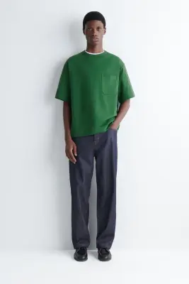 T-SHIRT OVERSIZE À DÉTAIL DE POCHE - VERT FONCÉ — photo 1