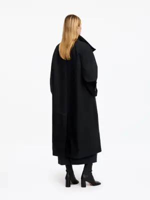 Manteau en coton avec col en velours côtelé - Noir — photo 2