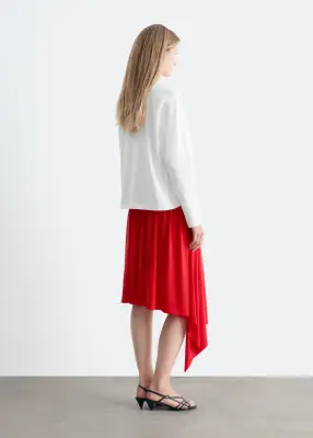 Jupe midi en jersey froncé - Rouge — photo 3
