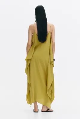 Robe en crêpe à effet drapé - Vert-jaune — photo 2