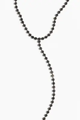 Collier Y avec strass - Argenté/marron foncé — photo 2