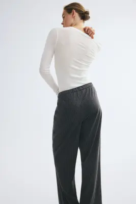 Pantalon à cordon - Gris foncé chiné — photo 4