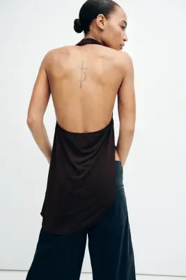 Top asymétrique avec dos nu - Marron foncé — photo 3