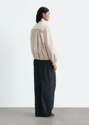 Veste froncée à col montant - Beige — photo 5