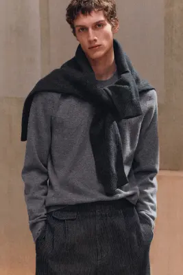 PULL À COL ROND EN CACHEMIRE - GRIS CHINÉ — photo 5