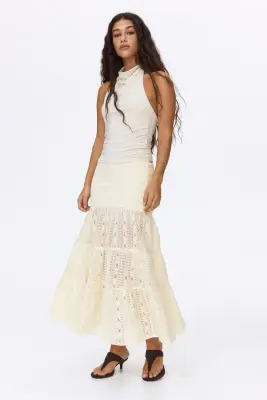 Tiered lace skirt - Crème — photo 1