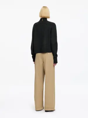 Pull en laine à col roulé - Gris foncé — photo 3