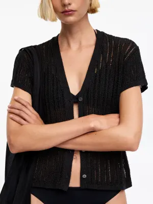 Cardigan en maille crochetée - Noir — photo 3