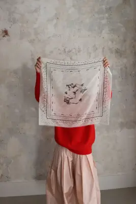 NITTO – BOUQUET PAISLAY FOULARD 65 x 65 – Off White