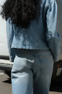 Straight High Waist Jeans - Bleu denim clair — photo 2