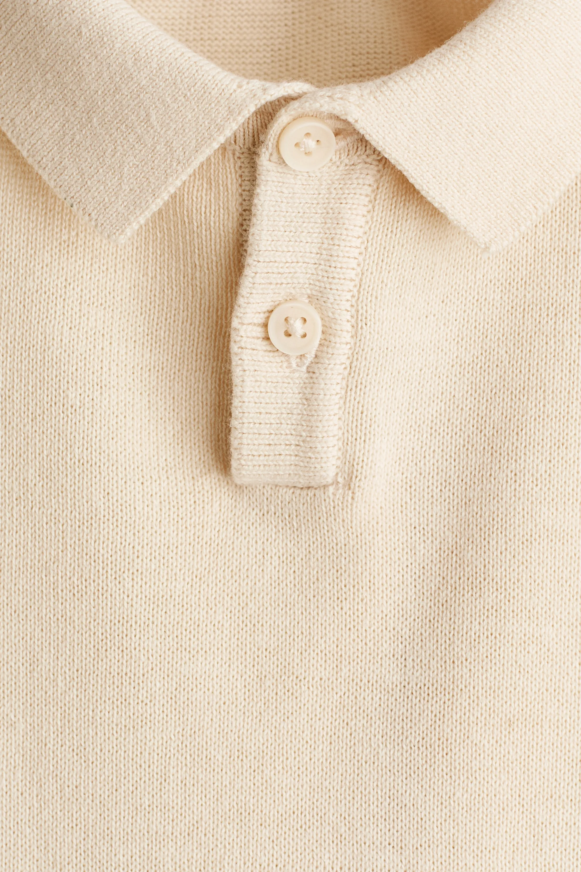 Pull façon polo en coton - Beige clair