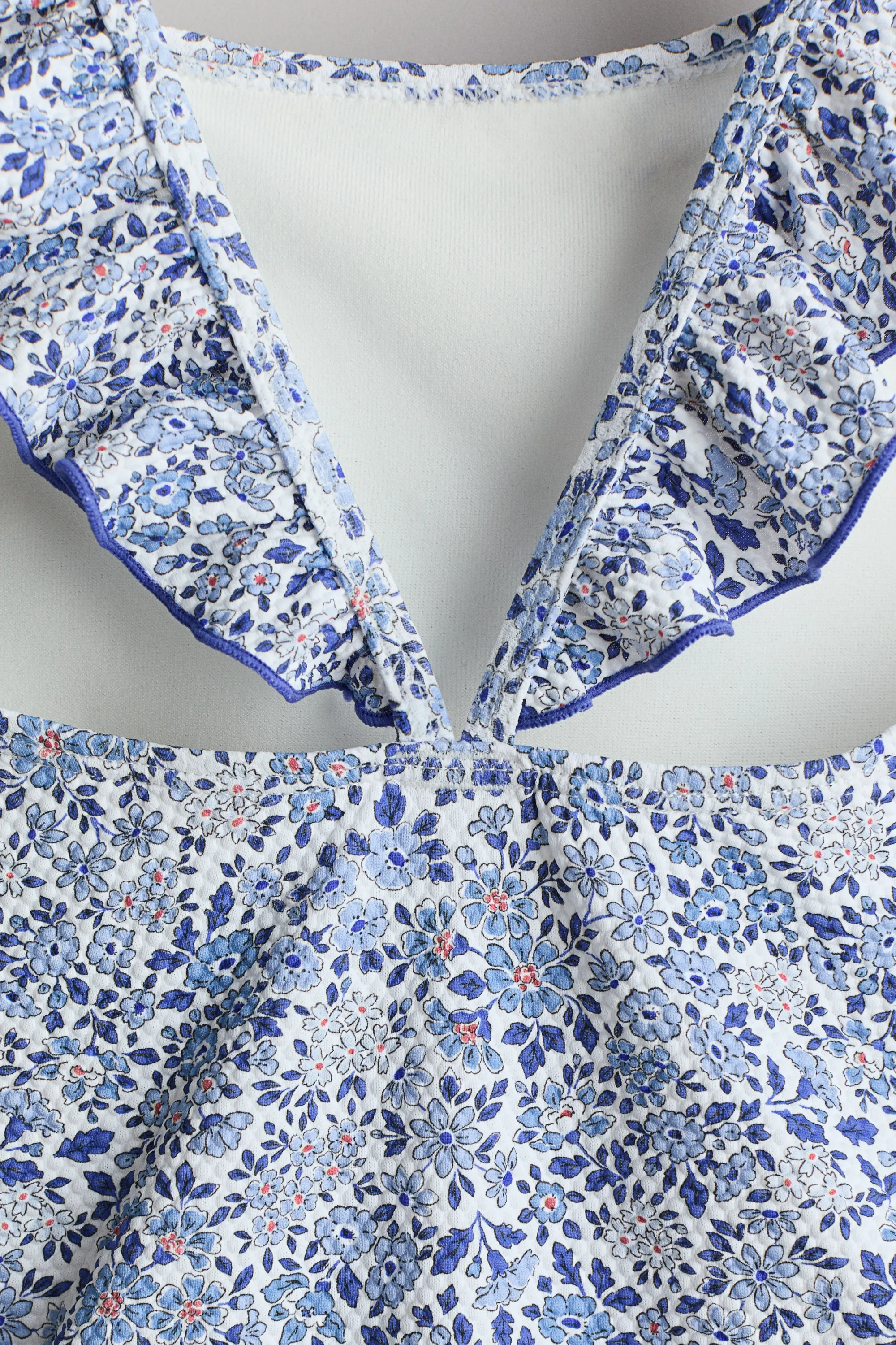 Maillot de bain texturé - Bleu/fleuri