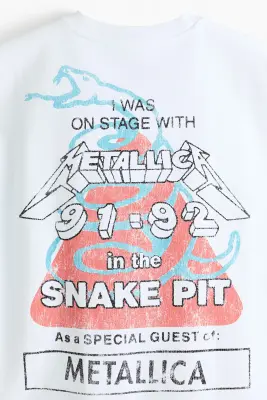 T-shirt imprimé Oversized Fit en coton - Blanc/Metallica — photo 5