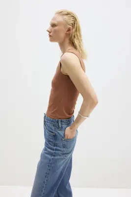 Débardeur côtelé Cooling Slim Fit - Brun rouille — photo 3