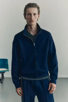 Veste de survêtement en scuba Loose Fit - Bleu foncé — photo 2