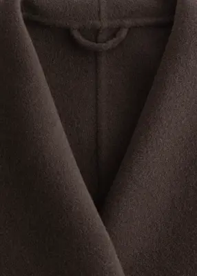 Manteau long en laine à col châle - Marron foncé — photo 2