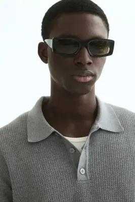 Polo Regular Fit en maille - Gris chiné — photo 1