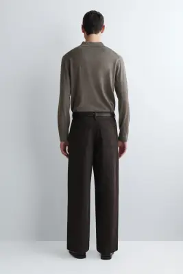 PANTALON OVERSIZE LARGE EN DENIM - BRUN FONCÉ — photo 4