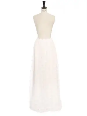 Jupe de mariée longue en dentelle de calais brodée de marguerite Taille XXS — photo 1