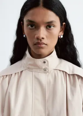 Veste froncée à col montant - Beige — photo 1
