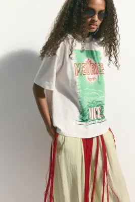 T-shirt oversize imprimé - Crème/Nice — photo 2