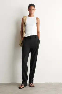 PANTALON DE TAILLEUR DROIT EN LIN - NOIR — photo 1