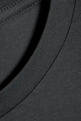 T-shirt en coton rétréci à manches longues - Gris foncé — photo 3