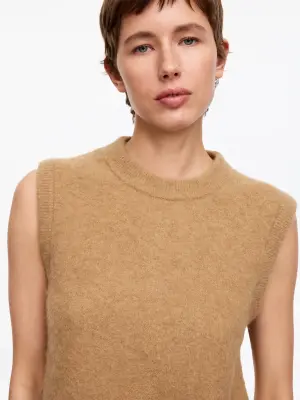 Gilet en mélange de laine et d'alpaga - Beige foncé — photo 4