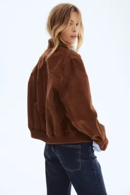 Veste en tissu gratté - Marron — photo 3