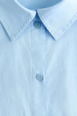 Chemise cintrée en popeline - Bleu clair — photo 5