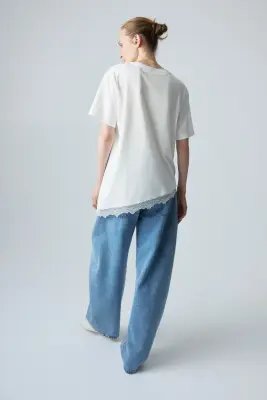MAMA T-shirt avec dentelle - Blanc — photo 2