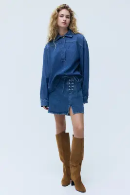 Chemise popover en denim - Bleu denim — photo 1