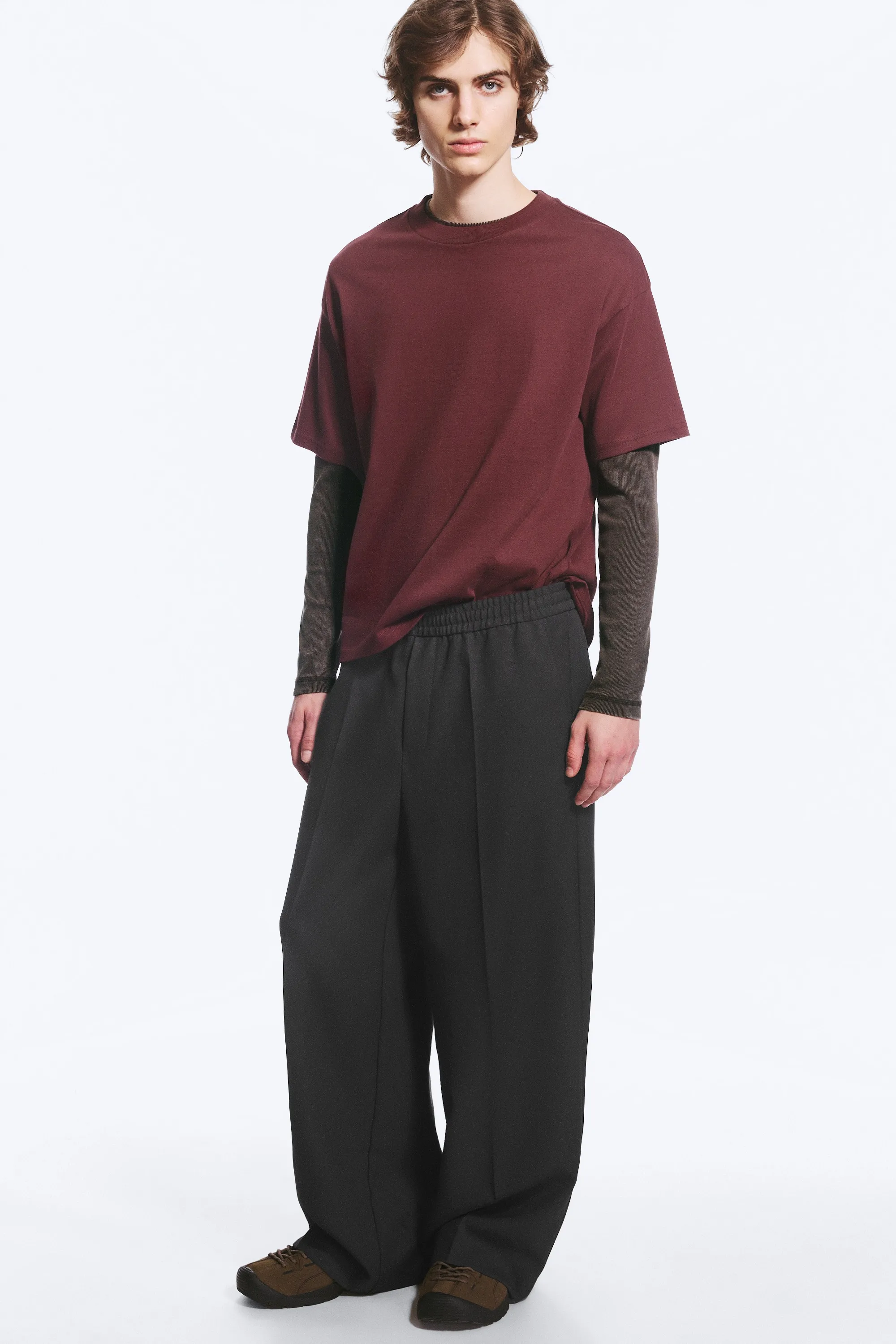 Pantalon de costume plissé baggy ample - Noir