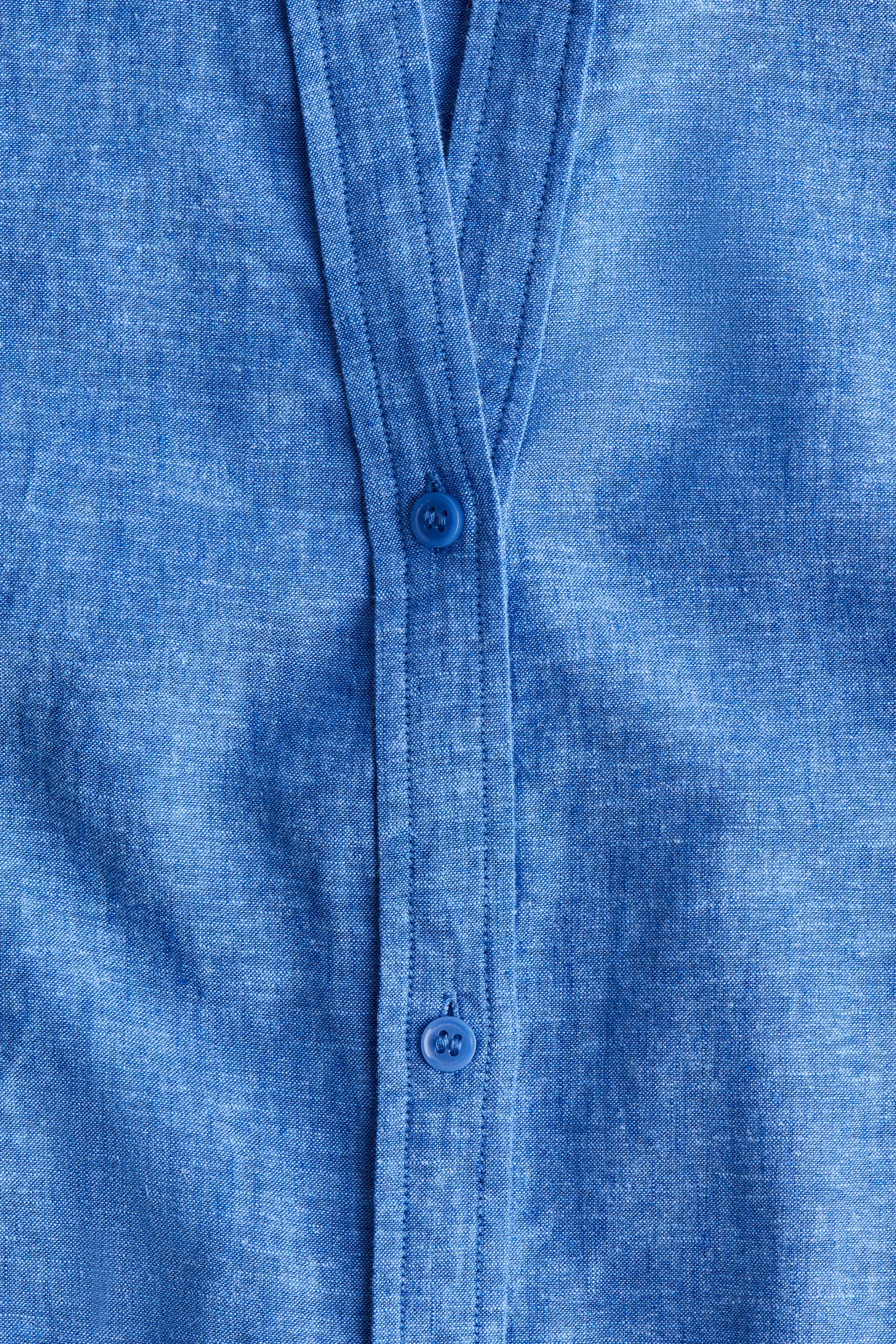Robe chemise en lin mélangé - Bleu