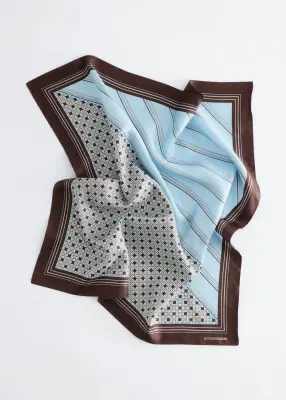 Foulard en soie imprimée - Brun/Turquoise — photo 1