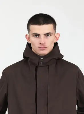 Multi Pockets Flapped Parka in Chocolate Waterproof Teflon — photo 2